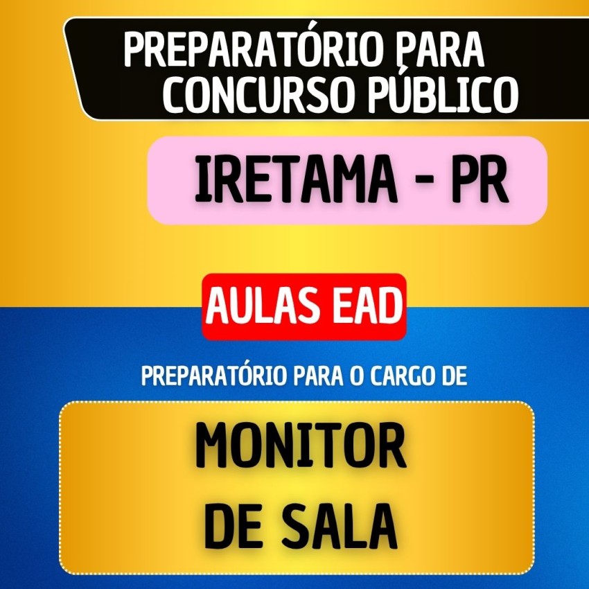 CURSO EAD - IRETAMA PR - MONITOR DE SALA