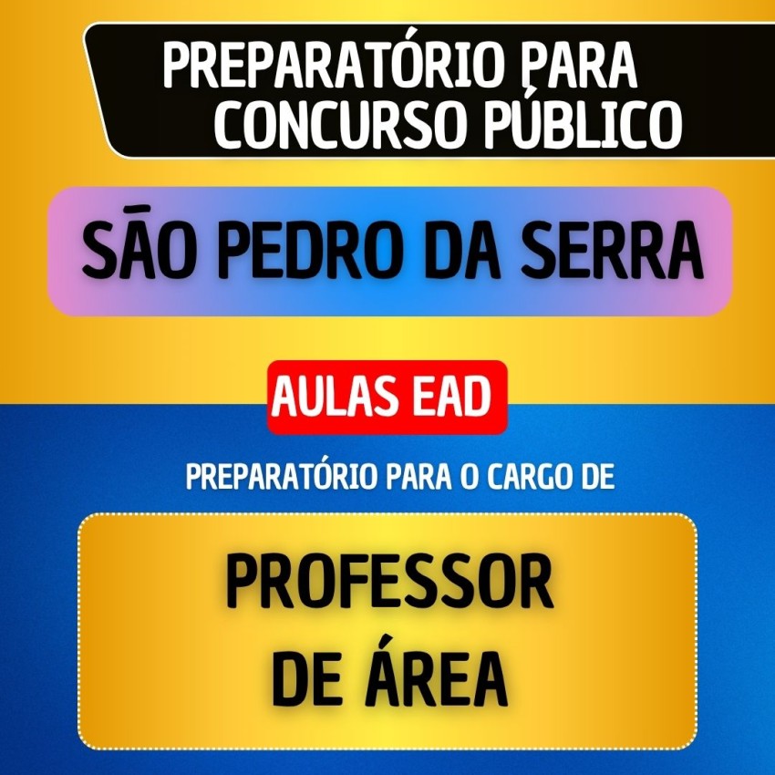 CURSO EAD + E-BOOK - S�O PEDRO DA SERRA - PROFESSOR DE �REA