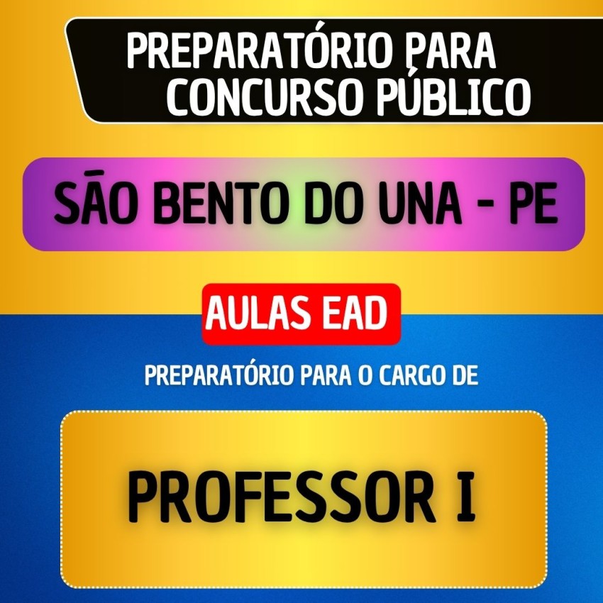 CURSO EAD + MATERIAL EM PDF - S�O BENTO DO UNA/PE - PROFESSOR I