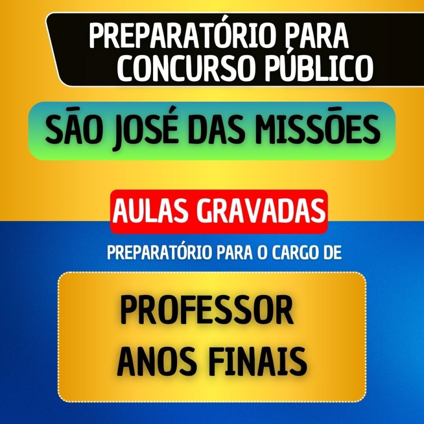CURSO GRAVADO + B�NUS AO VIVO - S�O JOS� DAS MISS�ES - PROFESSOR ANOS FINAIS